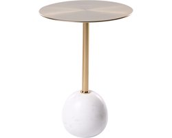 BELIANI OAHE - Bijzettafel - Wit/Goud - Metaal/Marmer