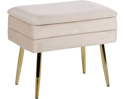 BELIANI ODESSA - Voetenbank met opbergruimte - Lichtbeige - Fluweel