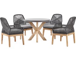 BELIANI OLBIA - Tuinset voor 4 Rond - Lichtgrijs - Vezelcement