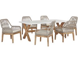 BELIANI OLBIA - Tuinset voor 6 stoelen - Wit/Beige - Vezelcement