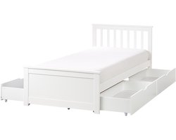 BELIANI OLENDON - Bed met 4 lades - Wit - 90 x 200 cm - Dennenhout
