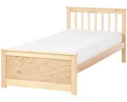 BELIANI OLENDON - Eenpersoonsbed - Lichtbruin - 90 x 200 cm - Dennenhout