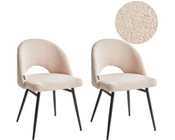 BELIANI ONAGA - Eetkamerstoel set van 2 - Beige - Bouclé