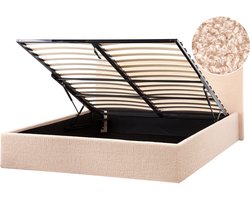 BELIANI ORBEY - Bed met opbergruimte - Beige - 140 x 200 cm - Bouclé
