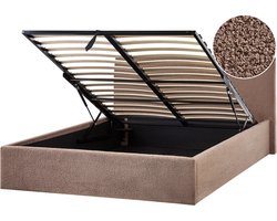 BELIANI ORBEY - Bed met opbergruimte - Bruin - 140 x 200 cm - Bouclé