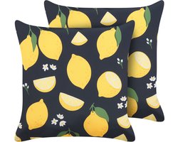 BELIANI ORCHID - Sierkussen set van 2 - Zwart - 45 x 45 cm - Polyester