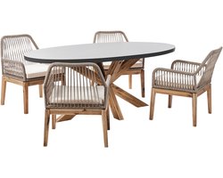 BELIANI ORISTANO/OLBIA - Tuinset 4-zits - Grijs/Beige/Lichthout - Beton