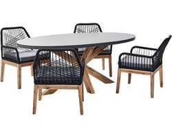 BELIANI ORISTANO/OLBIA - Tuinset 4-zits - Grijs/Zwart/Lichthout - Beton