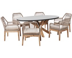 BELIANI ORISTANO/OLBIA - Tuinset 6-zits - Grijs/Beige/Lichthout - Beton