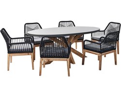 BELIANI ORISTANO/OLBIA - Tuinset 6-zits - Grijs/Zwart/Lichthout - Beton