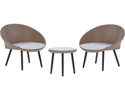 BELIANI ORTIGIA - Bistroset voor 2 - Lichtbeige - PE rotan