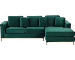 BELIANI OSLO - Hoekbank - Donkergroen - Linkerzijde - 270 cm - Fluweel