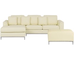 BELIANI OSLO - Hoekbank met ottomaan - Lichtbeige - Rechts - 270 cm - Leer