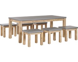 BELIANI OSTUNI - Tuinset voor 6 krukjes - Grijs - Vezelcement