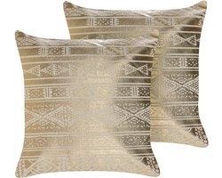 BELIANI OUJDA - Sierkussen set van 2 - Goud - 50 x 50 cm - Katoen