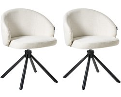 BELIANI OVALO - Set van 2 eetkamerstoelen - Gebroken wit - Polyester