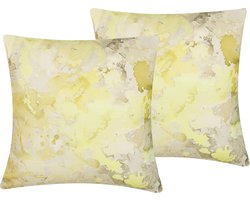 BELIANI PACHIRA - Sierkussen set van 2 - Geel - 45 x 45 cm - Katoen