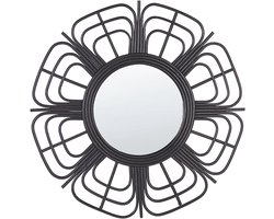 BELIANI PASAKU - Wandspiegel - Zwart - Rotan