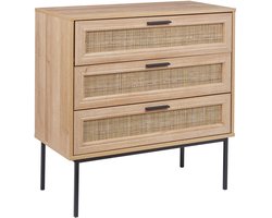 BELIANI PASCO - Dressoir 3-lades - Lichte houtkleur - Rotan