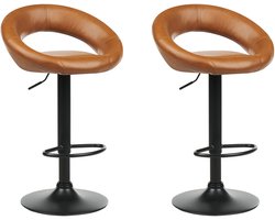 BELIANI PEORIA II - Barkruk set van 2 - Goudbruin - Kunstleer