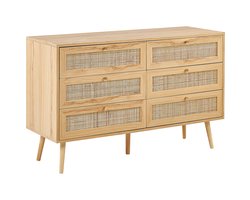 BELIANI PEROTE - Commode - 6 Lades - Lichte houtkleur - Rotan