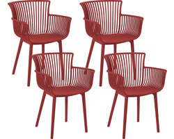 Beliani PESARO - Tuinstoel set van 4 - Rood - Kunststof
