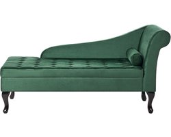 BELIANI PESSAC - Chaise longue - Donkergroen - Rechterzijde - Fluweel