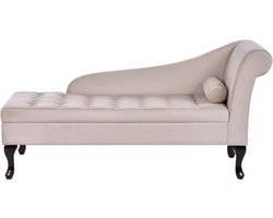 BELIANI PESSAC - Chaise longue - Lichtbeige - Rechterzijde - Fluweel