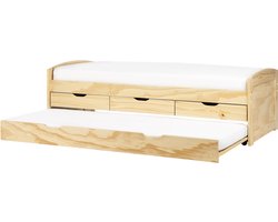 BELIANI PETIVILLE - Onderschuifbed - Lichtbruin - 90 x 200 cm - Hout