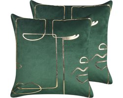 BELIANI PHILODENDRON - Sierkussen set van 2 - Groen - 45 x 45 cm - Fluweel