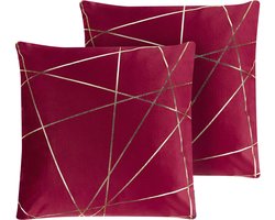 BELIANI PINUS - Sierkussen set van 2 - Rood - 45 x 45 cm - Fluweel