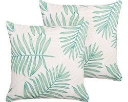 BELIANI POGGIO - Tuinkussen set van 2 - Beige/ Groen - 45 x 45 cm - Polyester