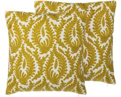 BELIANI PRIMULA - Sierkussen set van 2 - Mosterdgeel - 45 x 45 cm - Katoen