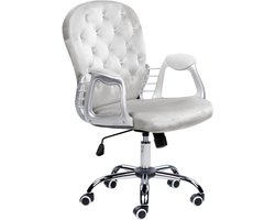 BELIANI PRINCESS - Bureaustoel - Lichtgrijs - Fluweel