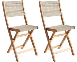 BELIANI PROSSEDI - Set van 2 tuinstoelen - Beige - Acaciahout