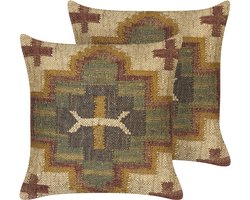 BELIANI PULICAT - Sierkussen set van 2 - Donkergroen - 45 x 45 cm - Jute