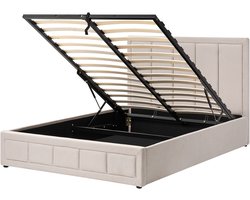 BELIANI QUIBERON - Bed met opbergruimte - Taupe - 140 x 200 cm - Polyester