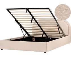 BELIANI QUILLIEN - Bed met opbergruimte - Beige - 160 x 200 cm - Bouclé