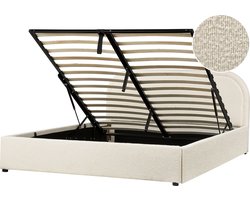 BELIANI QUILLIEN - Bed met opbergruimte - Lichtbeige - 160 x 200 cm - Bouclé