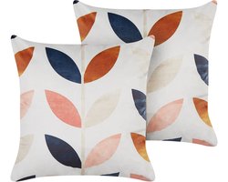 BELIANI QUINOA - Sierkussen set van 2 - Gebroken wit - 45 x 45 cm - Fluweel