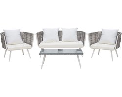BELIANI RAGUSA - Loungeset voor 4 - Gebroken wit - PE rotan