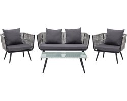 Beliani RAGUSA - Loungeset voor 4 - Grijs - PE rotan