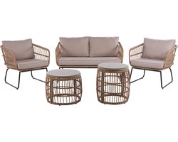 BELIANI RAVELLO - Loungeset voor 4 - Natuurlijk - PE rotan