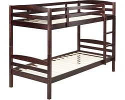 BELIANI REGAT - Stapelbed - Donkerbruin - 90 x 200 - Grenenhout