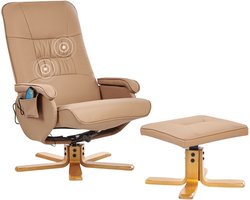 BELIANI RELAXPRO - Relaxfauteuil met voetenbank - Lichtbruin - Kunstleer
