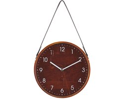BELIANI RENENS - Wandklok - Donkere houtkleur - MDF