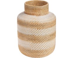 BELIANI RENUN - Decoratieve vaas - Wit - Rotan