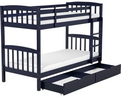 BELIANI REVIN - Stapelbed met opbergruimte - Blauw - 90 x 200 cm - Dennenhout