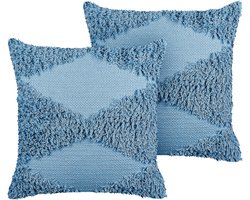 BELIANI RHOEO - Sierkussen set van 2 - Blauw - 45 x 45 cm - Katoen