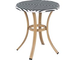 BELIANI RIFREDDO - Tuintafel - Zwart/Wit - 70 x 70 cm - PE rotan